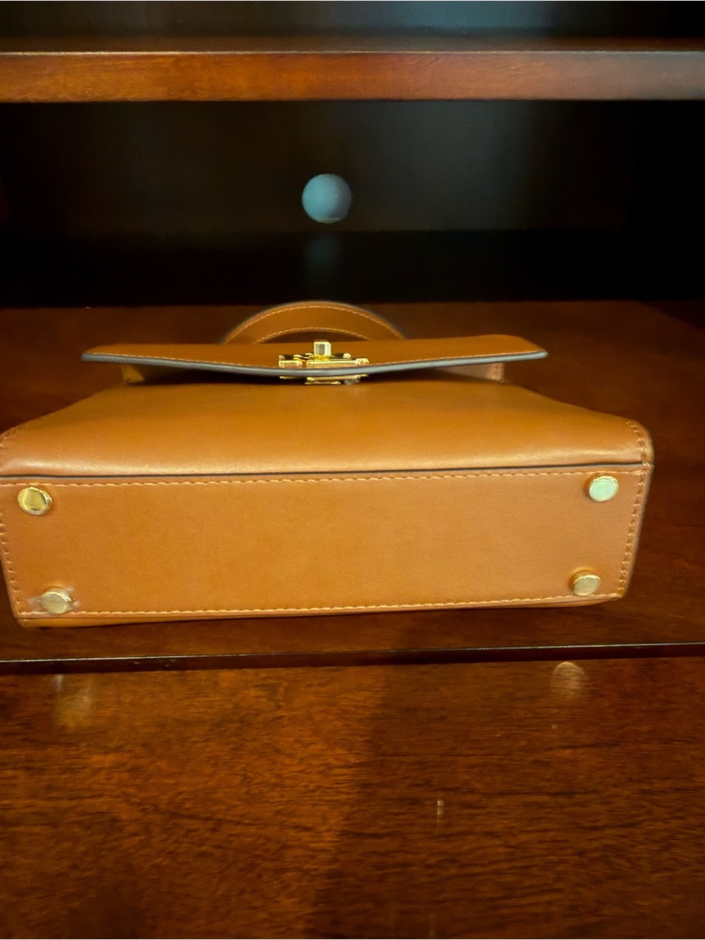 Ralph Lauren Tan Leather Top-Handle Crossbody Bag - Picture 5 of 7